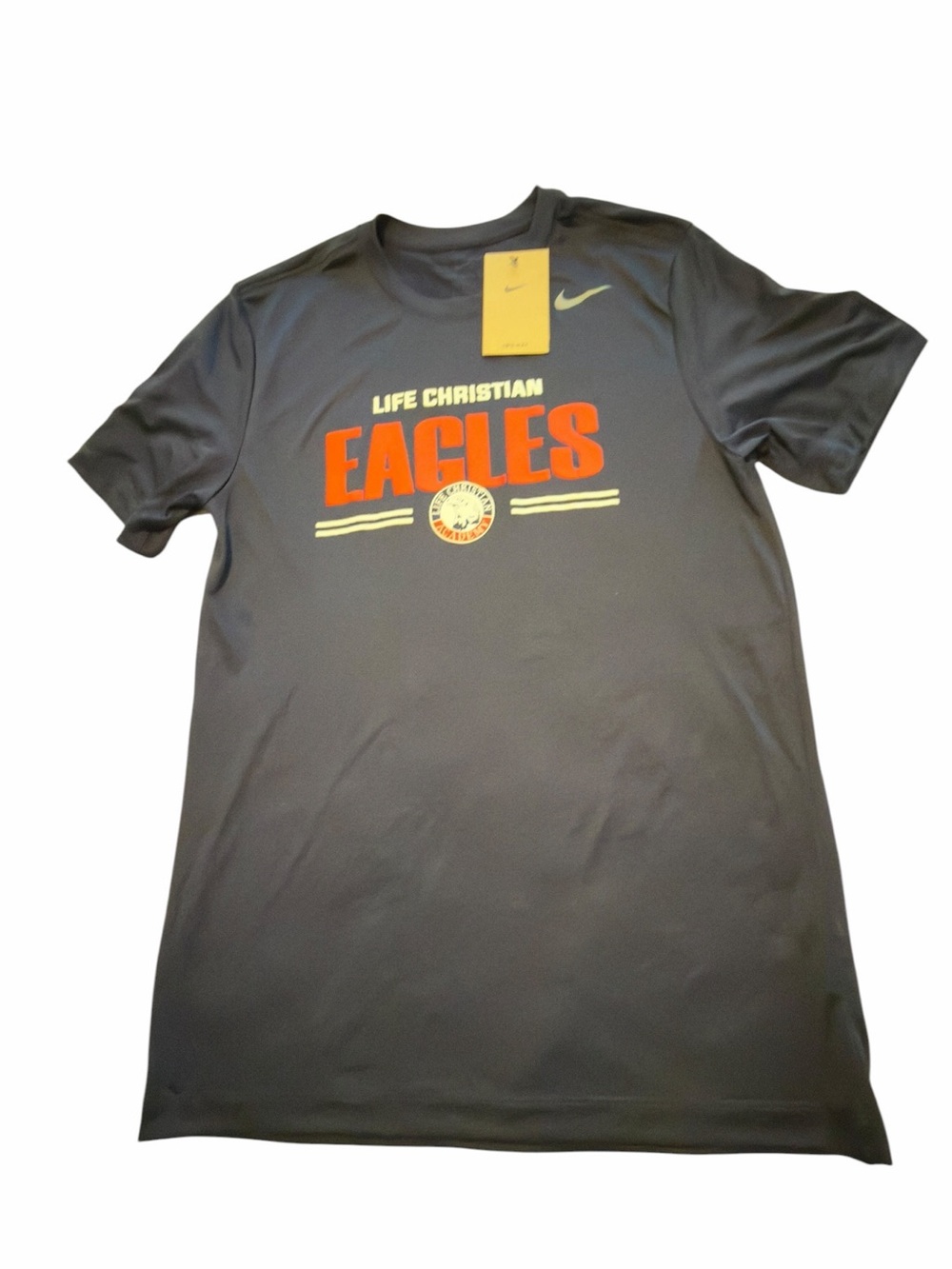 Nike Men's Gray 'Life Christian Eagles' Short-Sleeve Athletic Shirt (005)